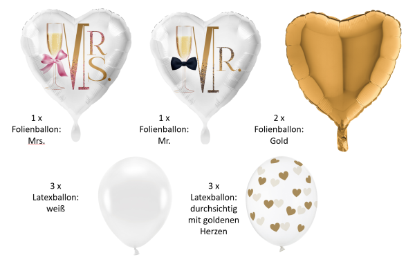 Folienballon herzförmig - Mrs. - ø 43cm
